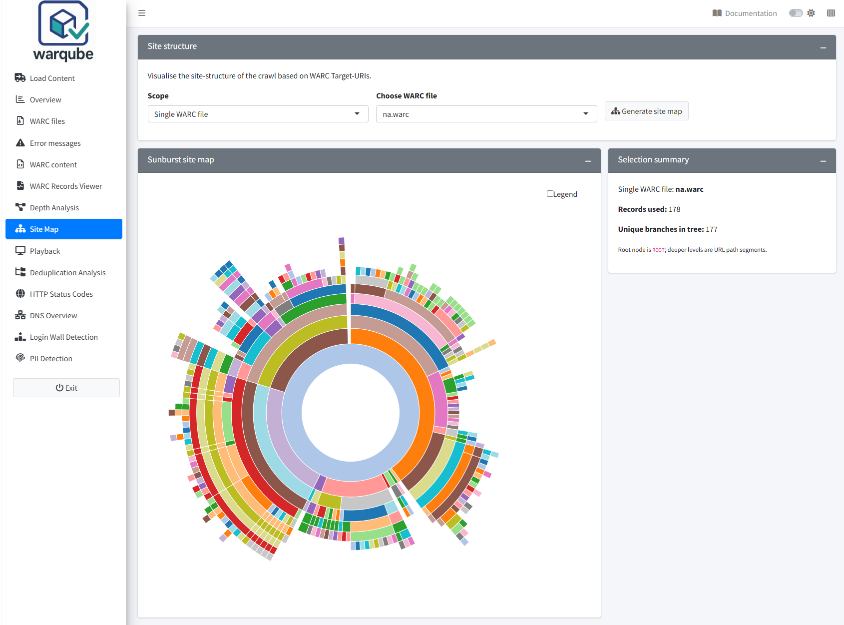 Warqube Site Map dashboard